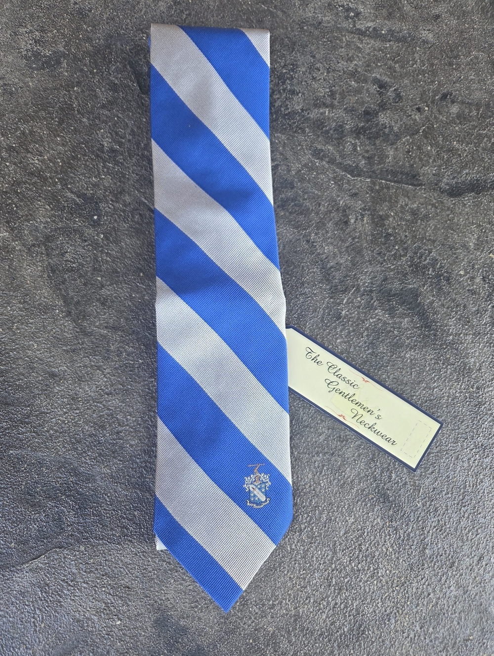 Phi Delta Theta Coastal Traditions Classic Blue and Silver Striped Men's Tie NWT